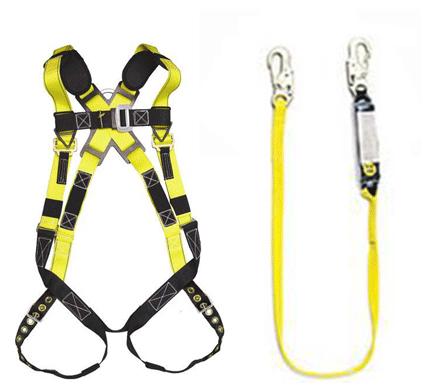 SAFETY - FALL PROTECTION SET<br><b>(M-L) Upgraded Deluxe Harness & 6' Lanyard w/Shock Pack Combo