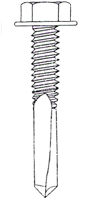 SCREWS - SELF DRILLING - HEX WASHER<br><font size=3><b>12-24 x 1-1/4 Hex Washer HD SD (100)