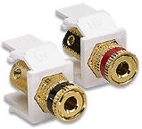 PLUG & JACK - DATACOM - KEYSTONE INSERT<br><font size= 3><b>White Binding Post Pair Keystone (2)