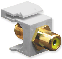 PLUG & JACK - DATACOM - KEYSTONE INSERT<br><font size= 3><b>White RCA to F (YELLOW) Keystone (ea)