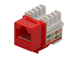 PLUG & JACK - DATACOM - KEYSTONE JACK<br><font size= 3><b> Cat 6 (Red) 90° Keystone Jack