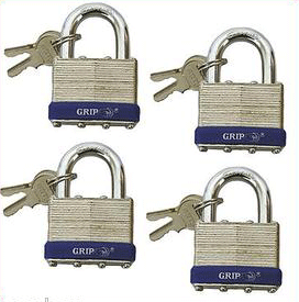 GENERAL - SUPPLY - LOCK<br><font size=3><b>4 pc Pad Lock Set Keyed Alike