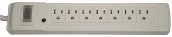 TOOL - MISC - OUTLET SURGE<br><font size=3><b>Perpendicular 7 Outlet, 4' Cord,  On/Off, Surge Protec