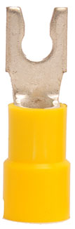 CONNECTOR - CRIMP - SPADE -VINYL<br><b>12-10 Snap Yellow Spade Connector (#10 Stud) 1,000